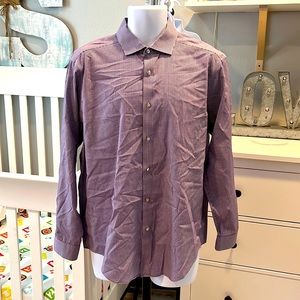 Calvin Klein slim fit 17 32/33 men’s button down long sleeve shirt purple white